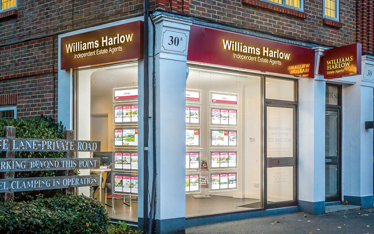 Exterior of Williams Harlow Estate Agents in Cheam.